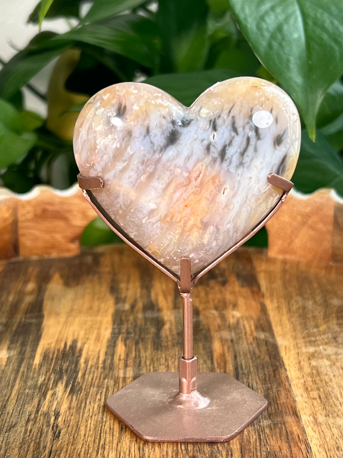 Rainbow Plume Agate Heart: PS