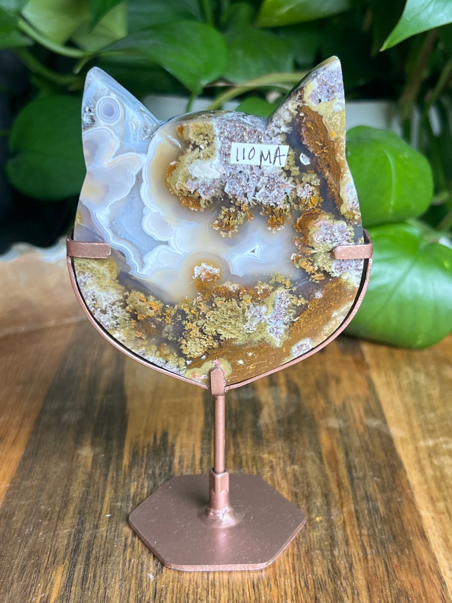 Scenic Moss Agate Cat Head