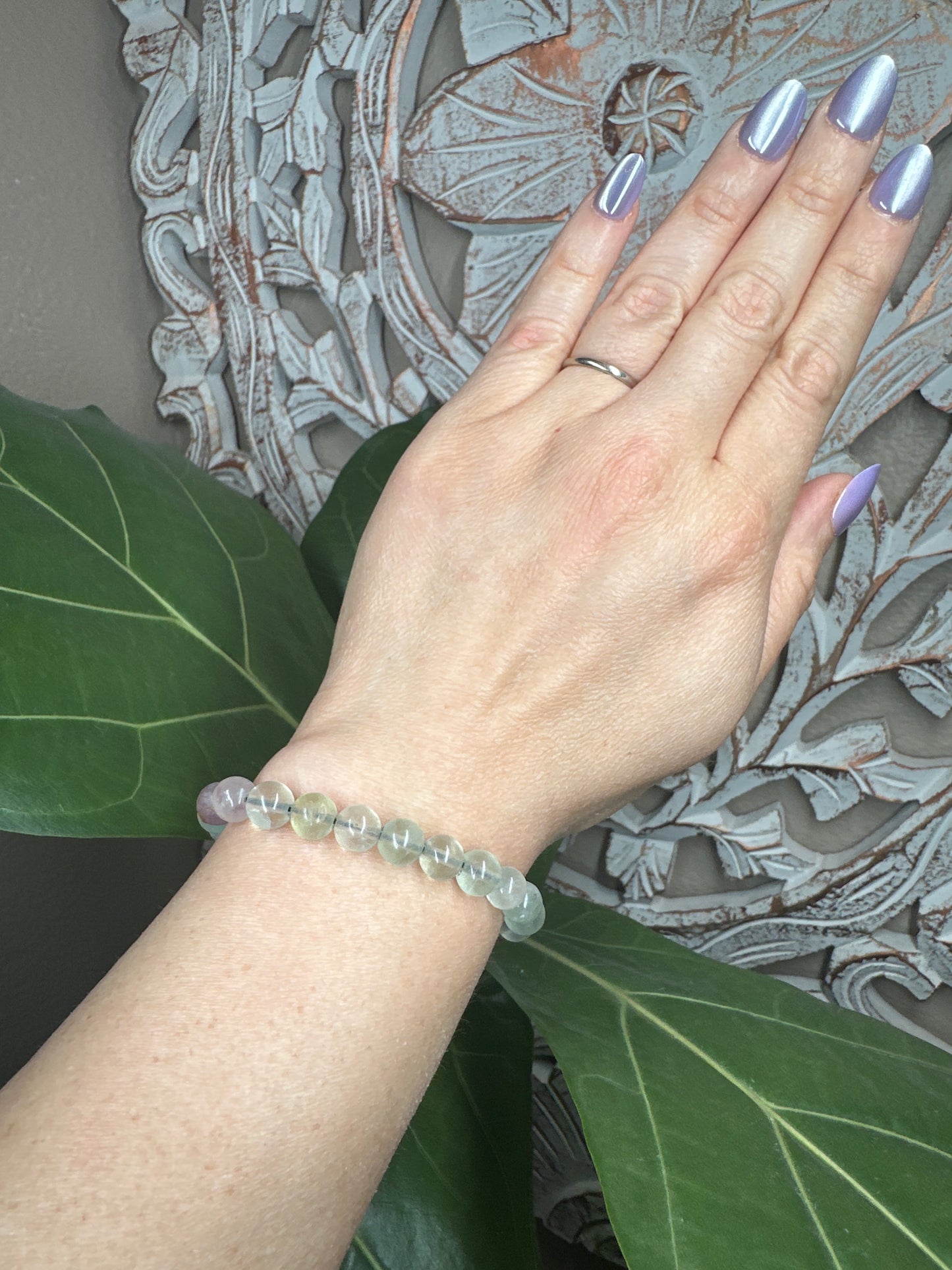 Adjustable Fluorite Beaded Bracelet (6mm)