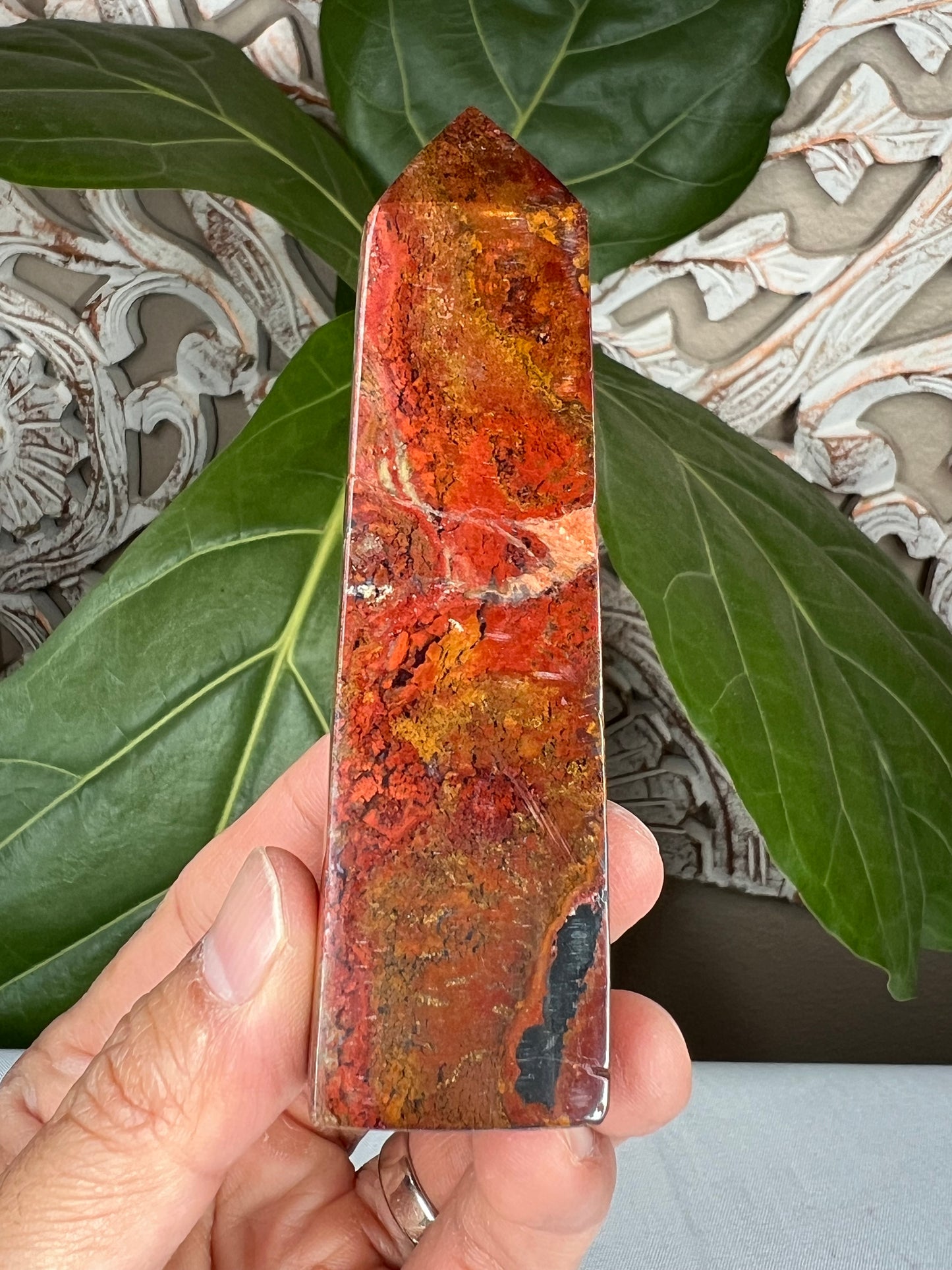 Red Moss Agate Tower