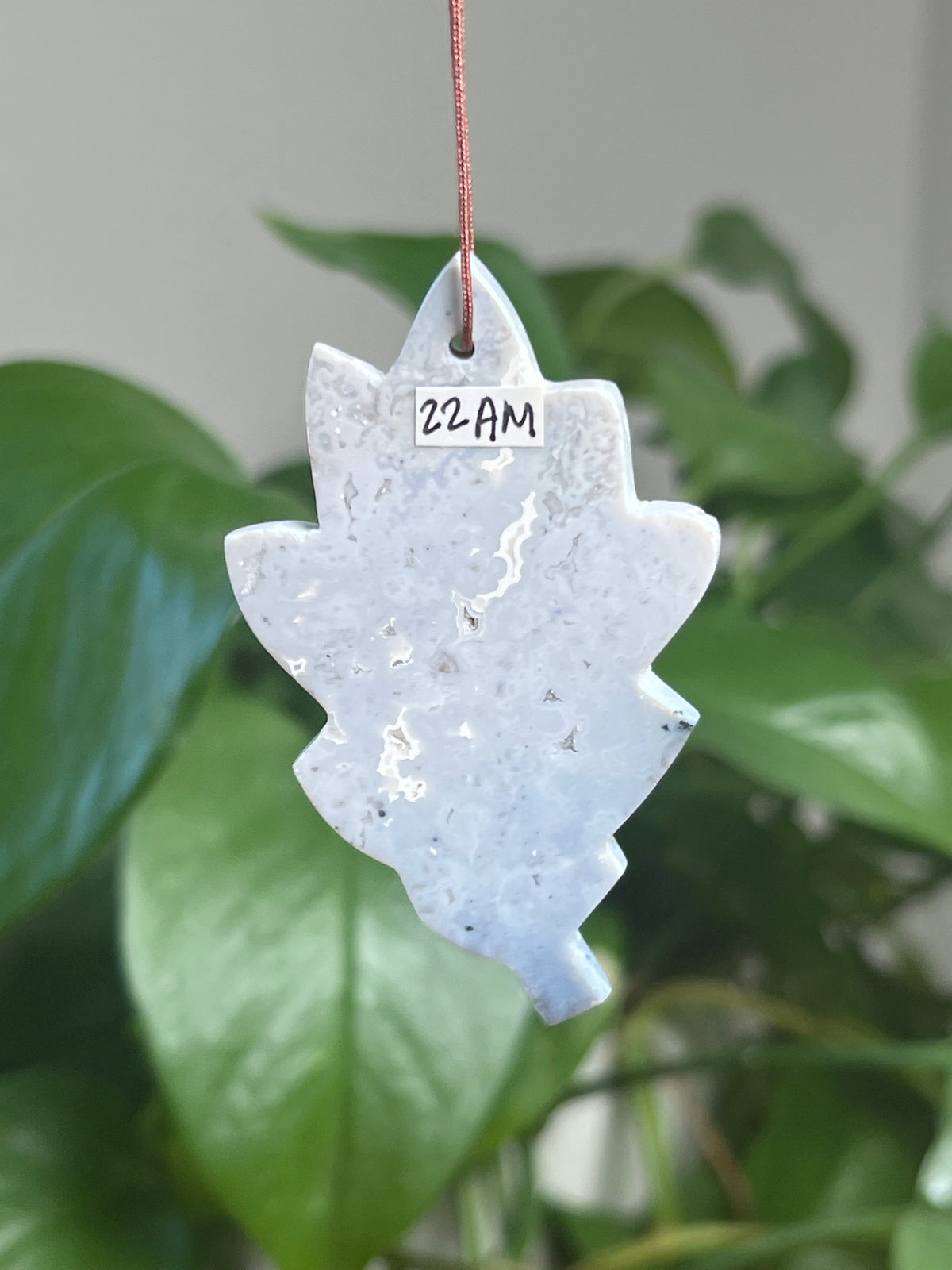 Blue Plume Agate Leaf Ornaments