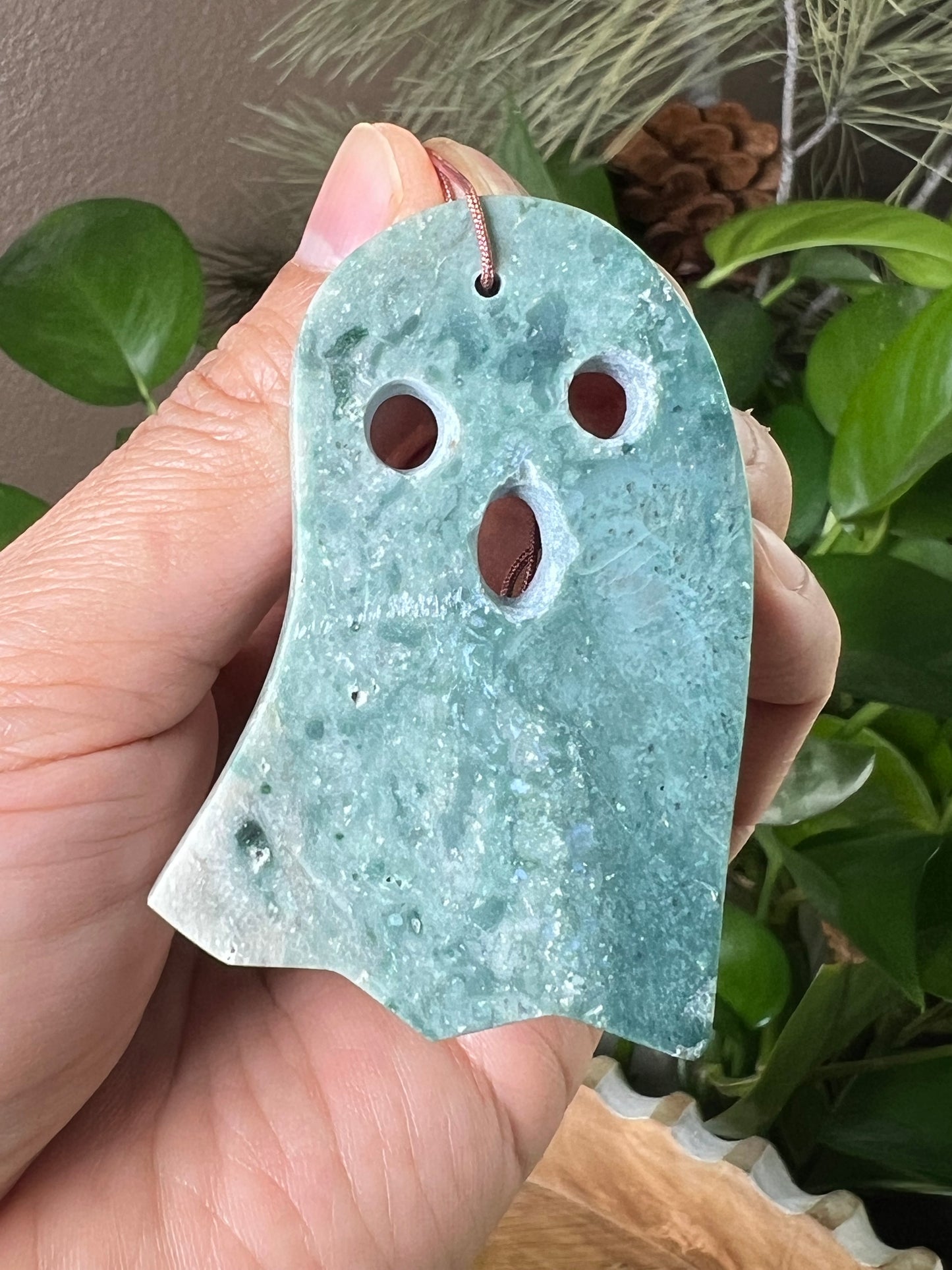 Blue Green Jasper Ghost Ornament