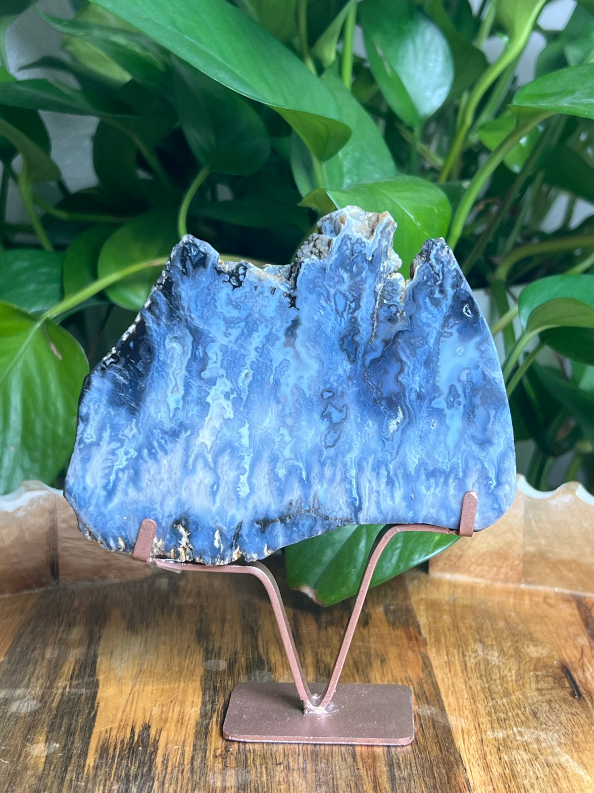 Blue Plume Agate Slab: AE