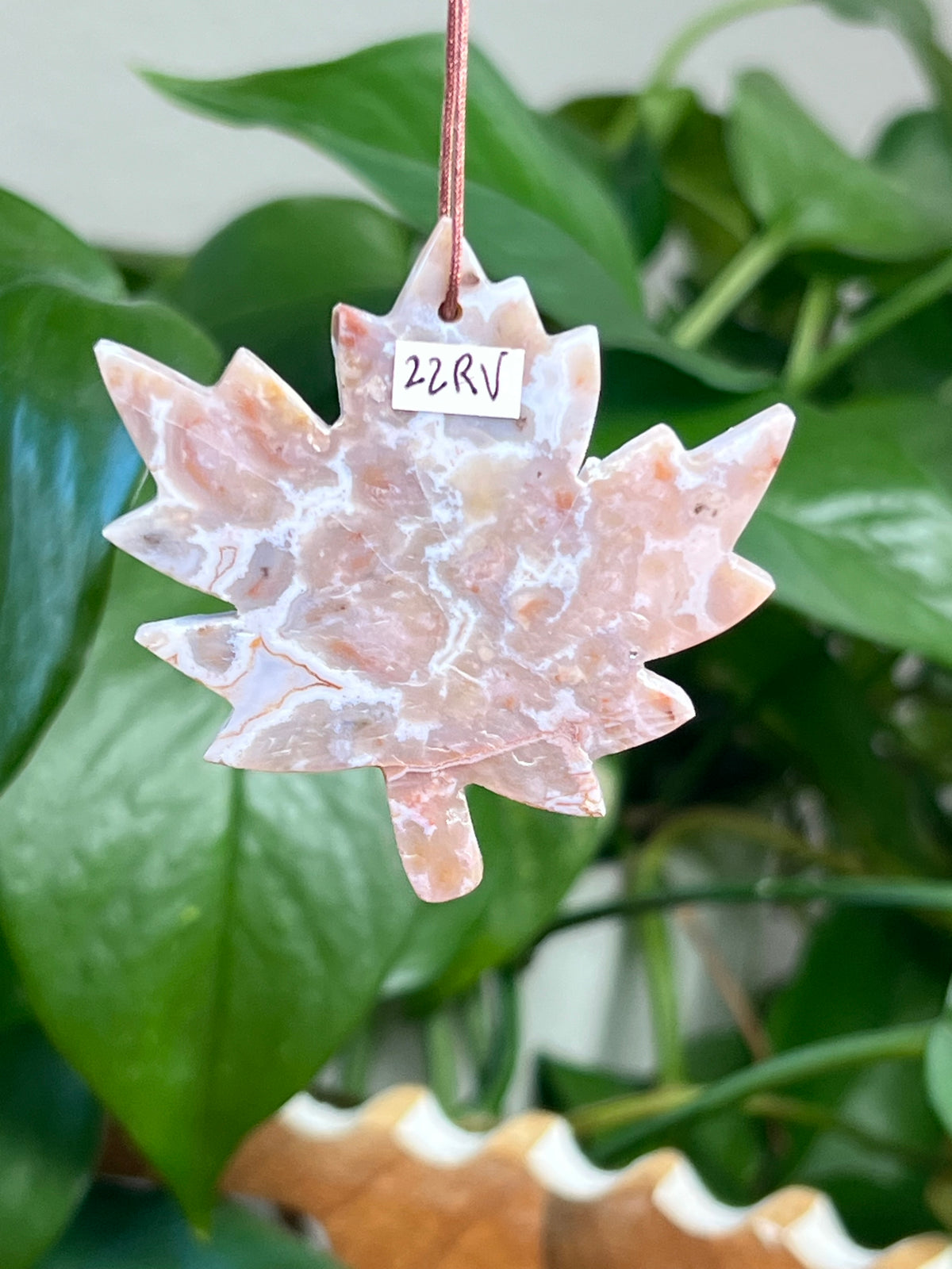 Sumatra Plume Agate Leaf Ornaments