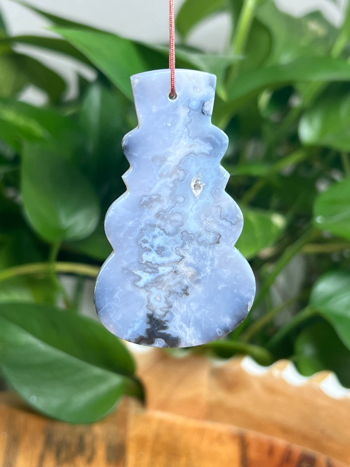 Blue Plume Agate Ornament Snowman: BM