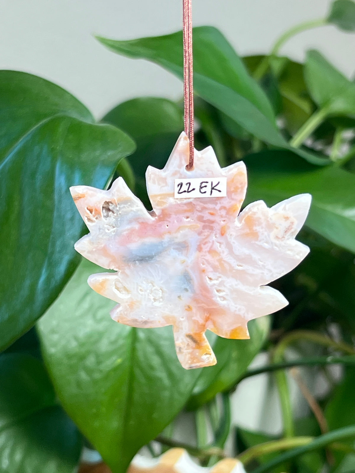 Rainbow Plume Agate Leaf Ornaments