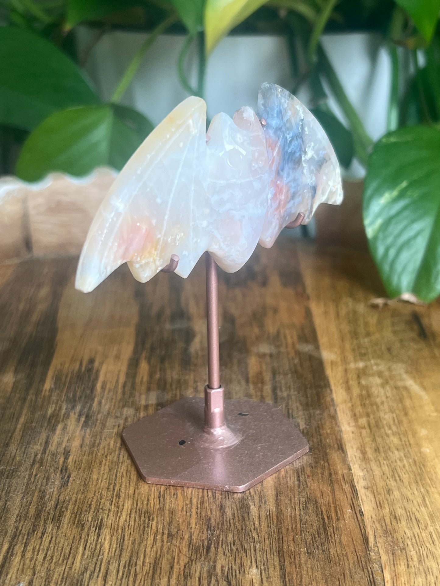 Rainbow Plume Agate Bat CF
