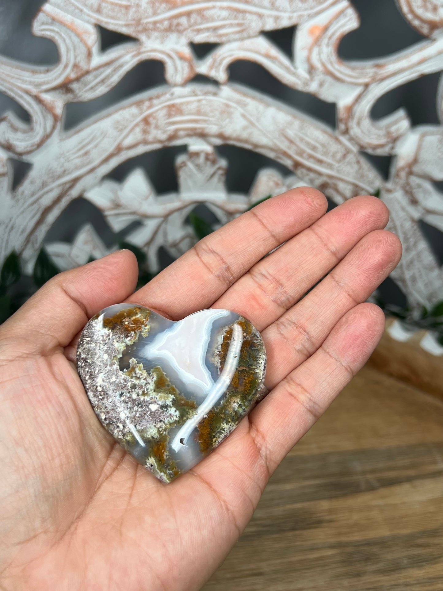 Scenic Moss Agate Heart