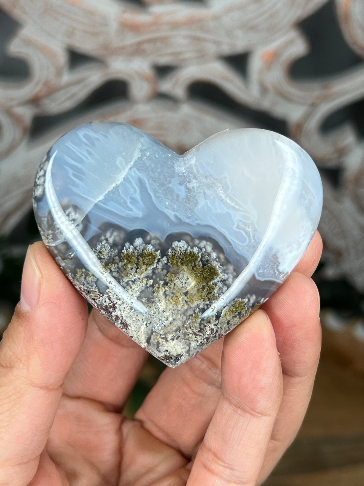 Scenic Moss Agate Heart