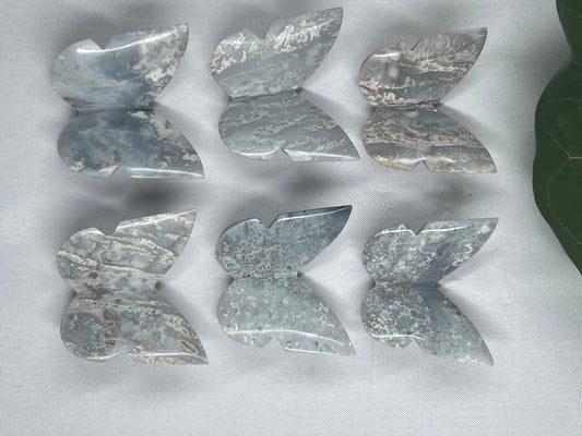 6 Pcs Blue Plume Agate 3D butterfly