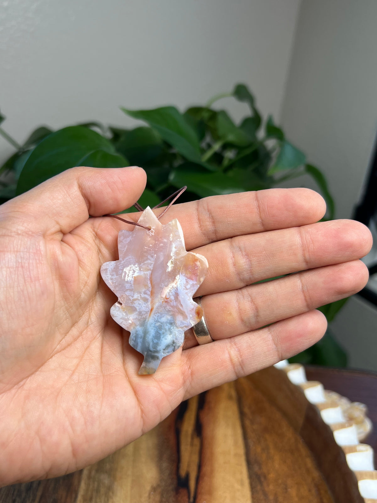 Rainbow Plume Agate Leaf Ornaments