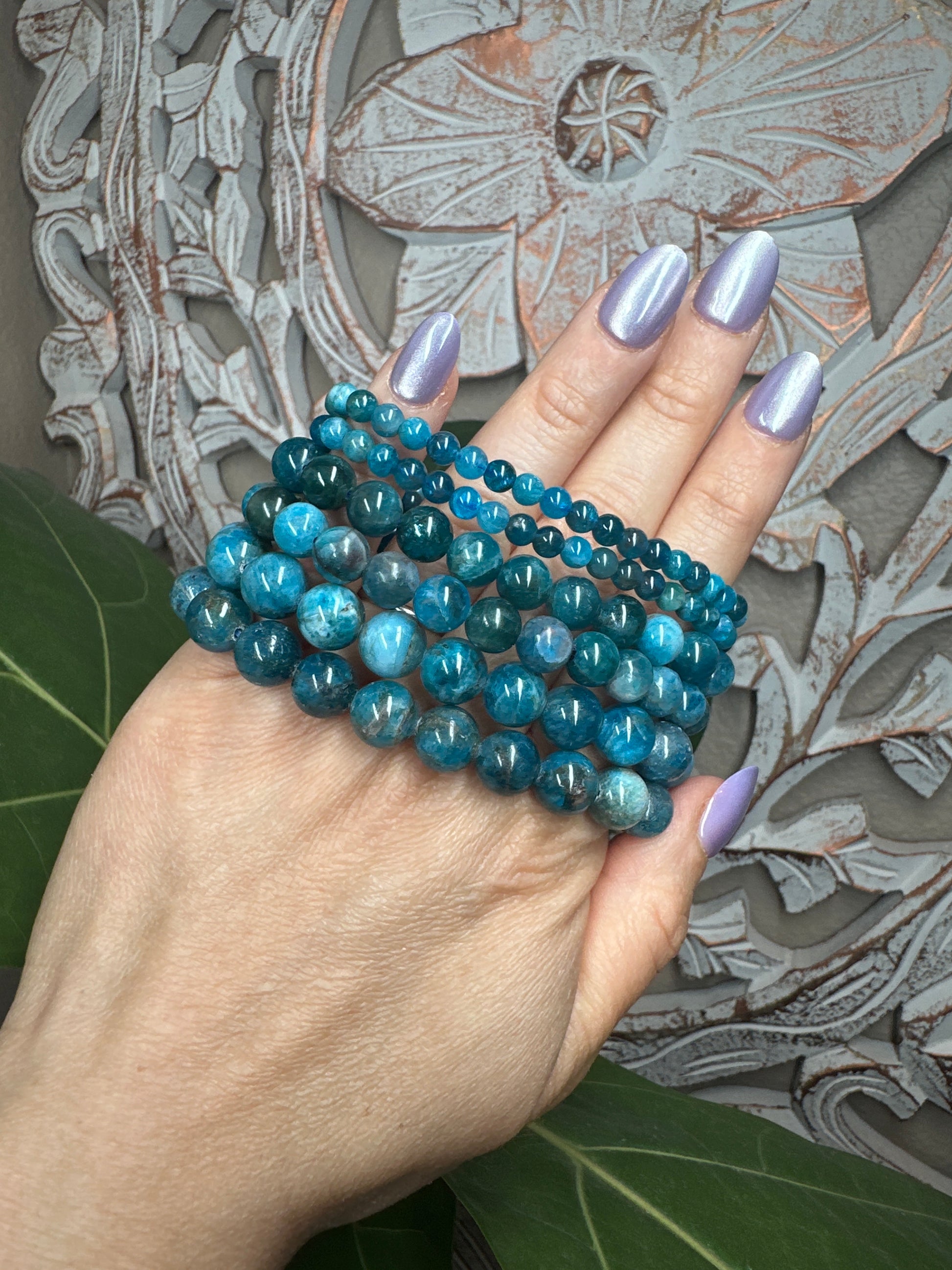Blue Apatite Beaded Bracelet