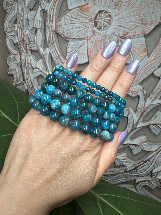 Blue Apatite Beaded Bracelet
