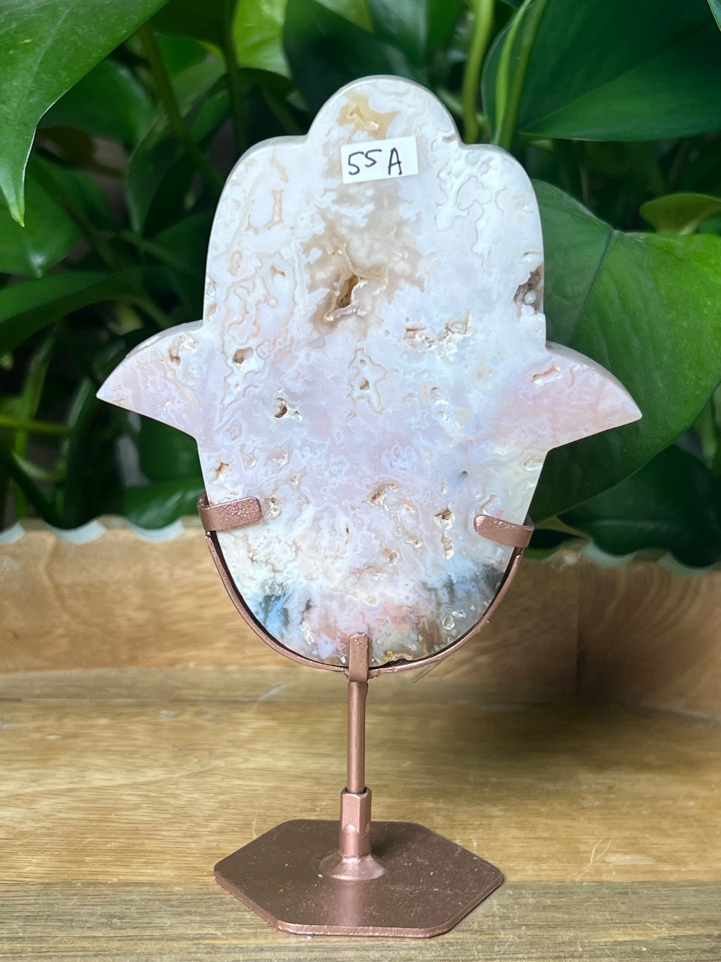 Rainbow Plume Agate Hamsa