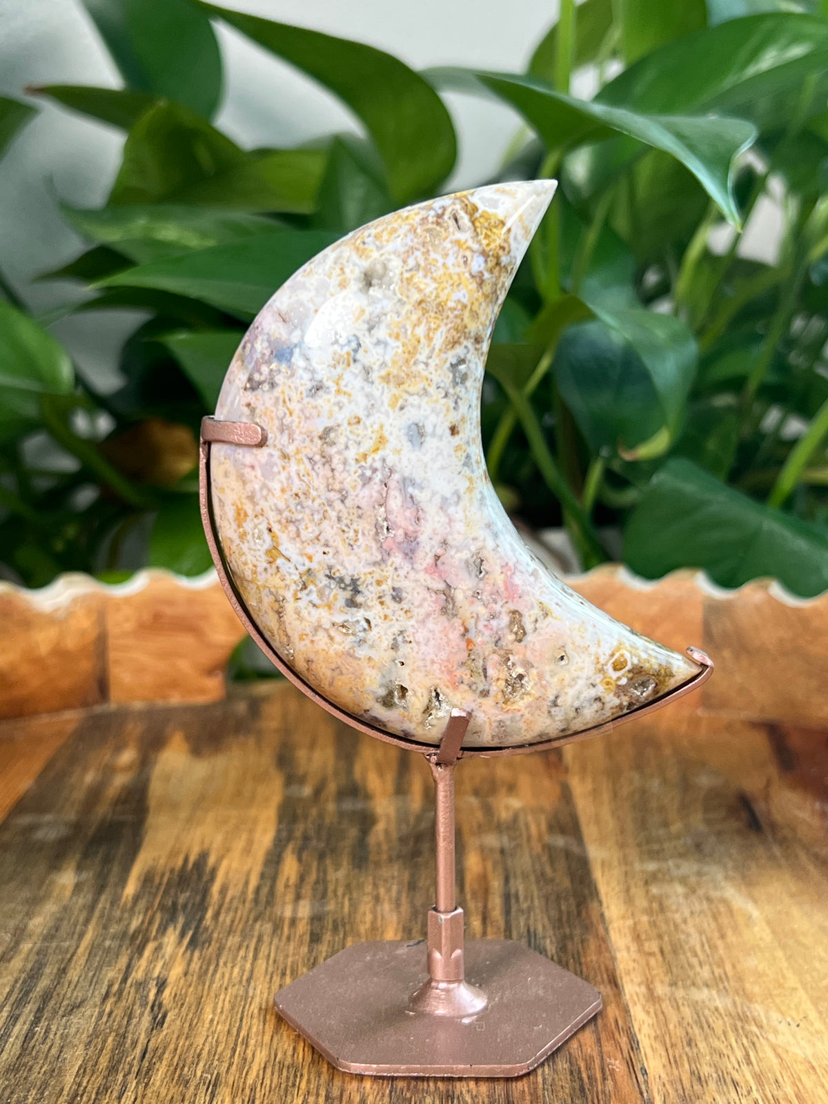 Sea Jasper On Metal Stand Puffy Moon: PA