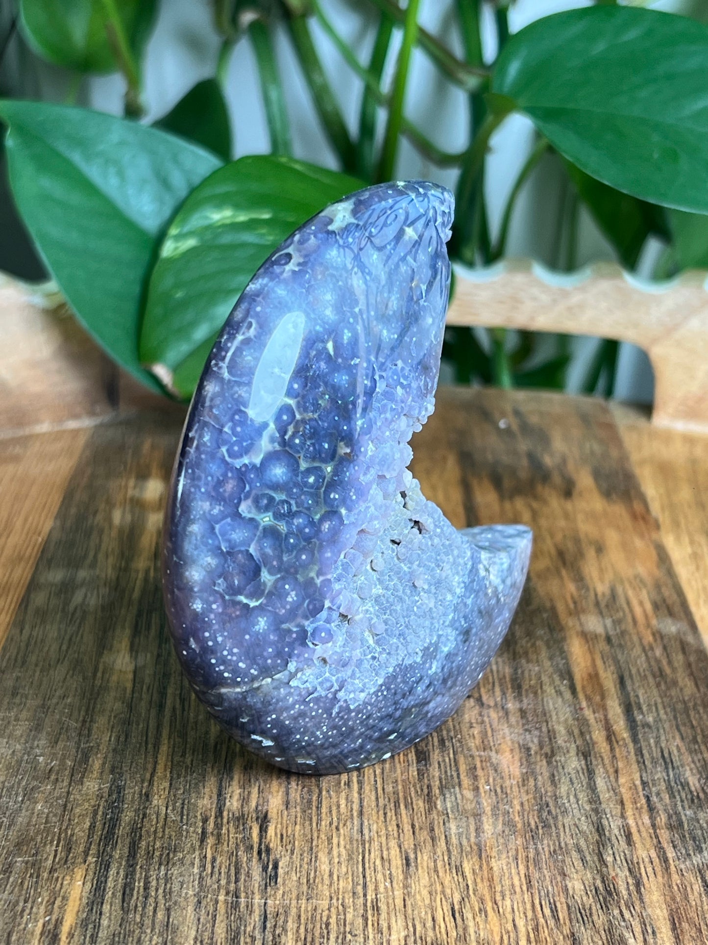 Grape Agate Self-Standing Moon: GE