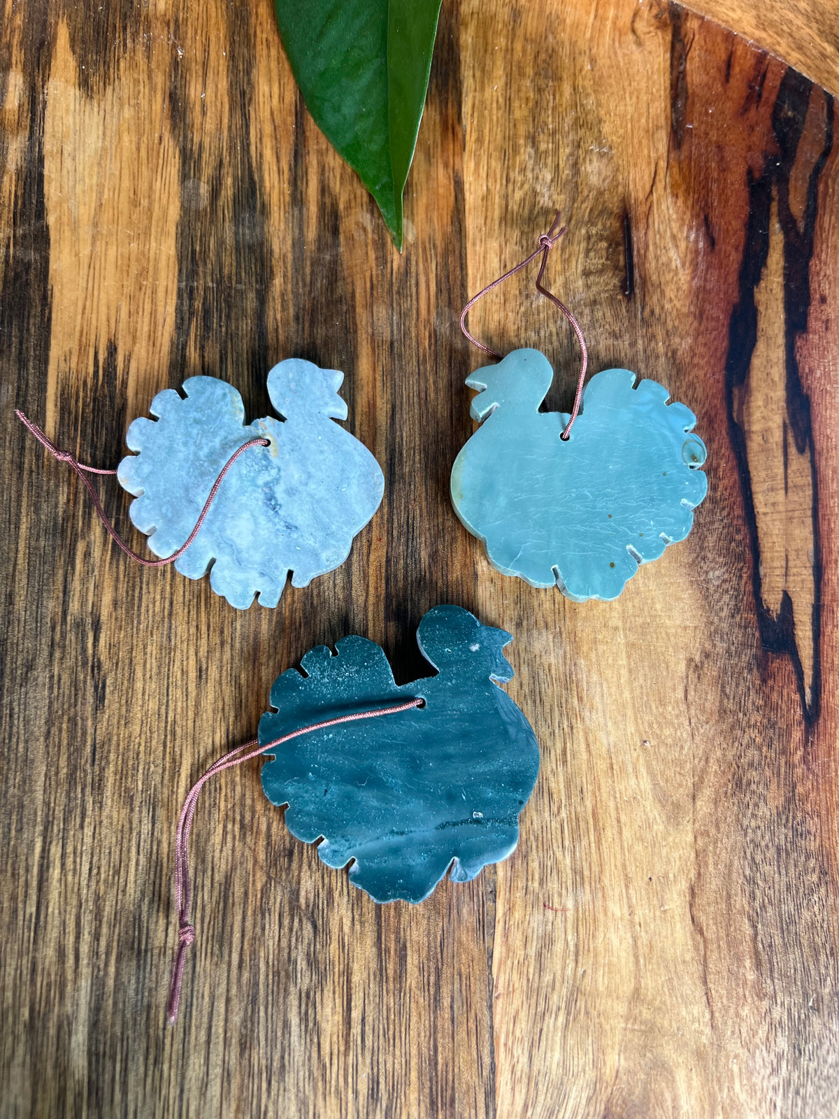 Blue Plume Jasper Turkey Ornaments