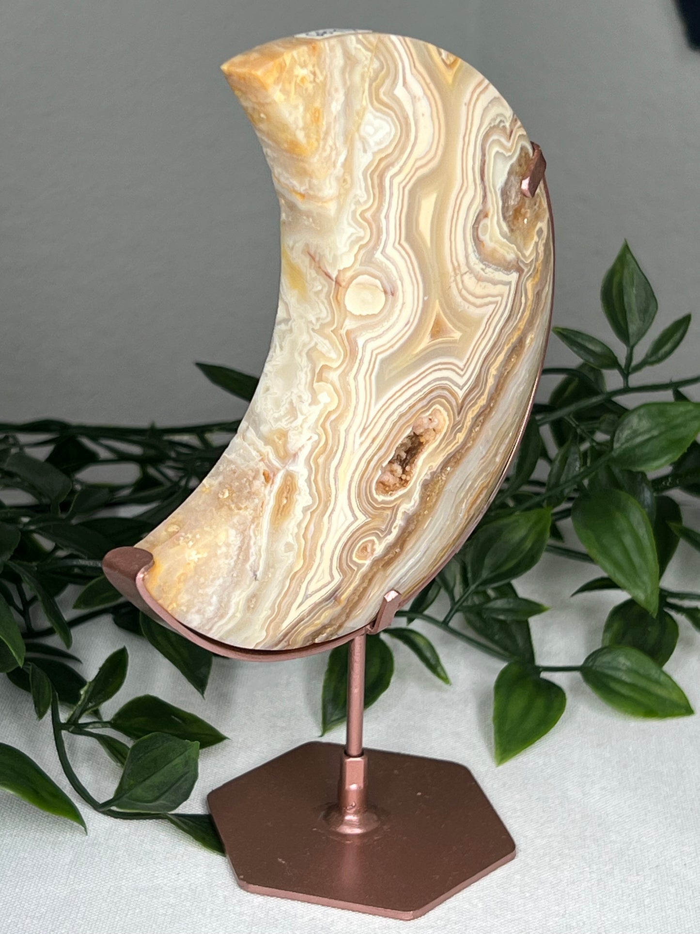 Yellow Crazy Lace Agate Moon