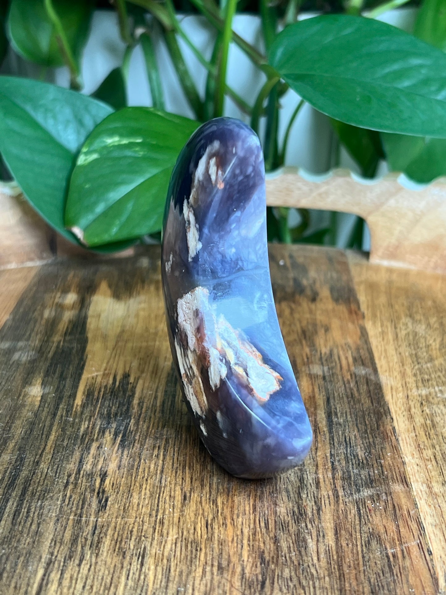 Purple Chalcedony Self-Standing Moon: AE