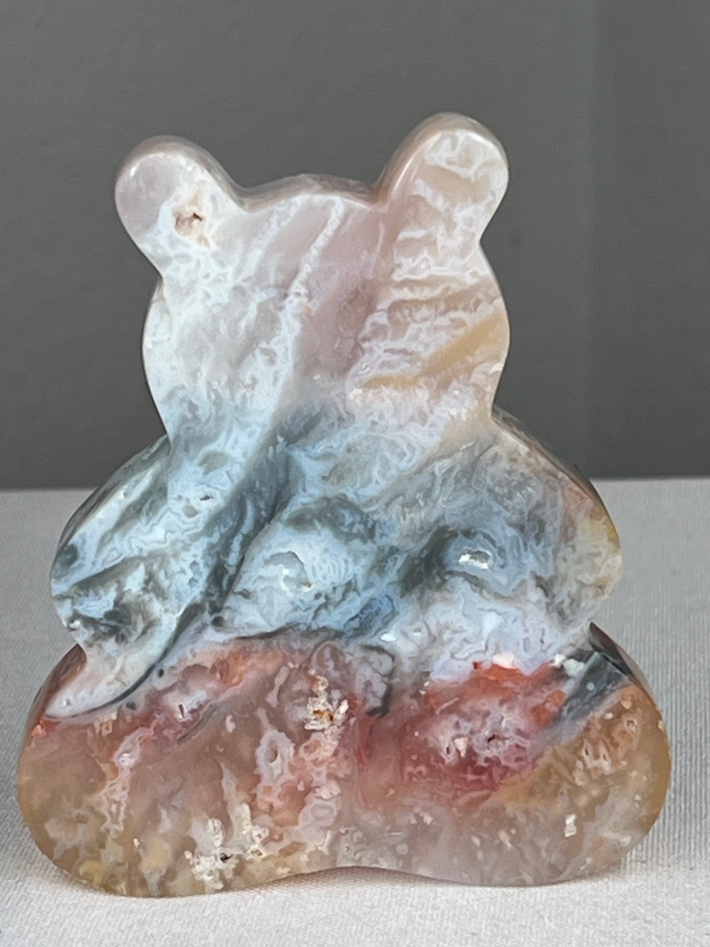 Rainbow Plume Agate Bear