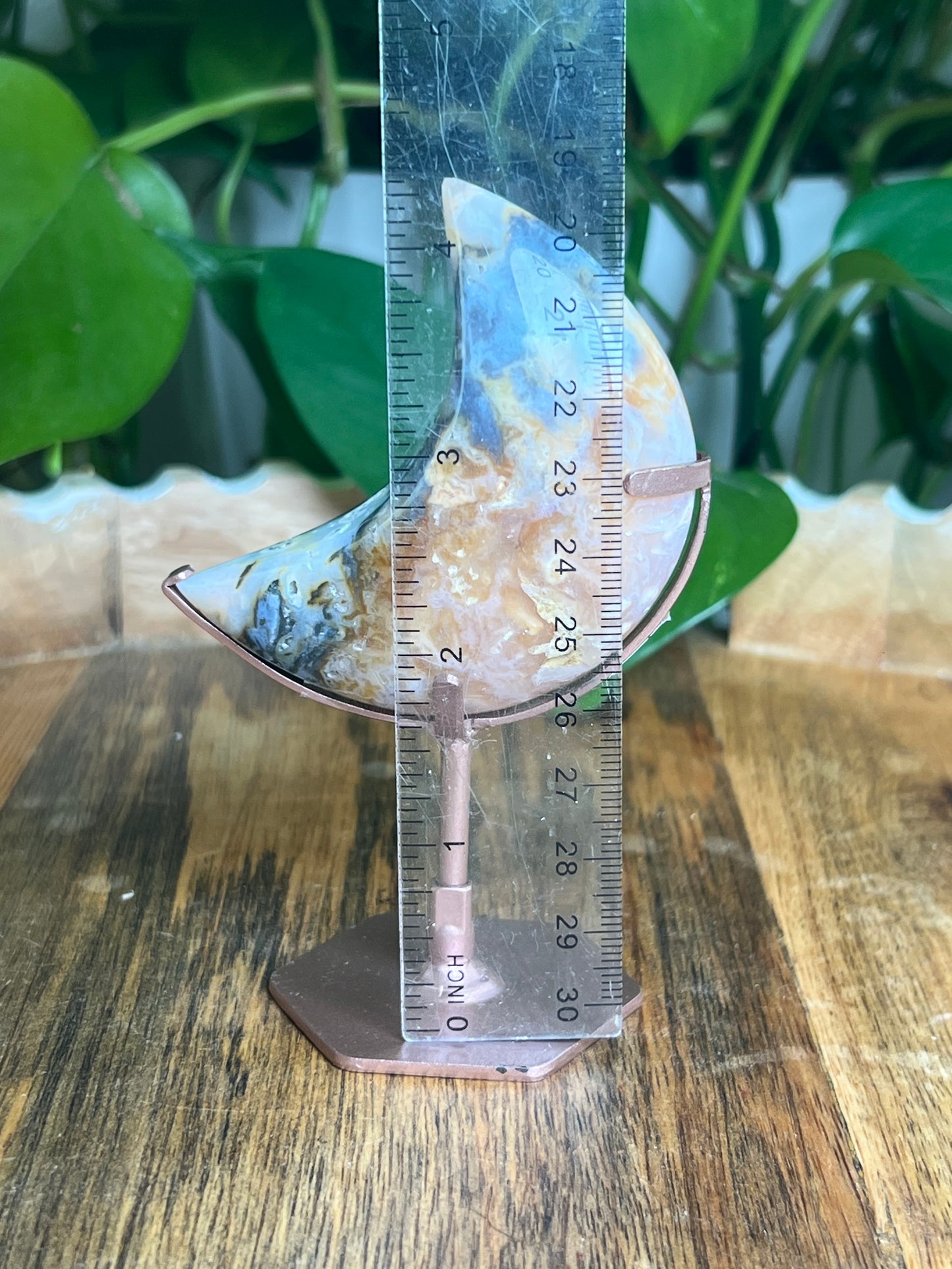 Rainbow Plume Agate Moon: RB