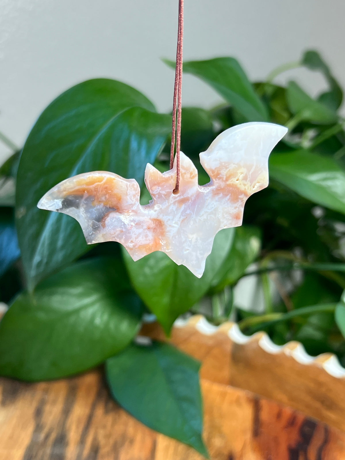 Rainbow Plume Agate Bat Ornaments