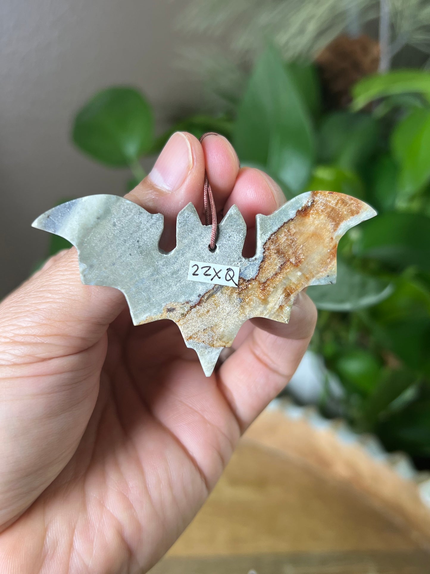 Blue Green Jasper Bat Ornament