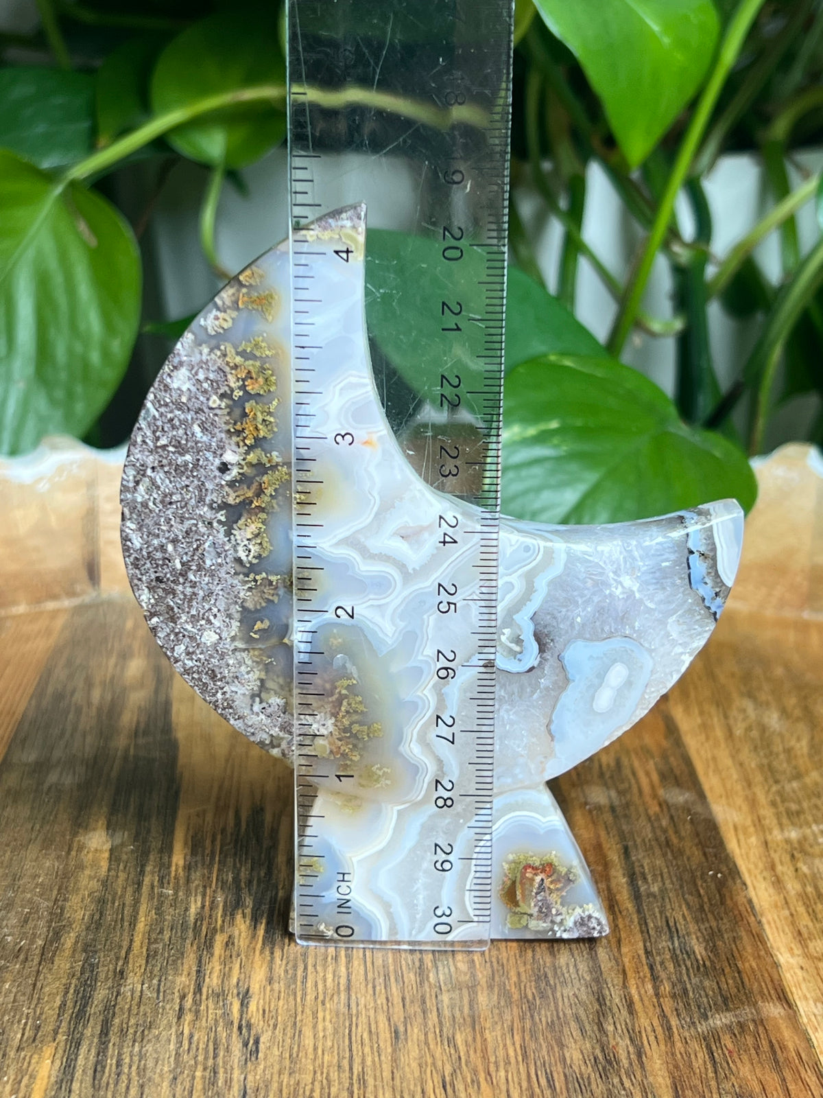 Scenic Moss Agate Self-Standing Moon: PZ