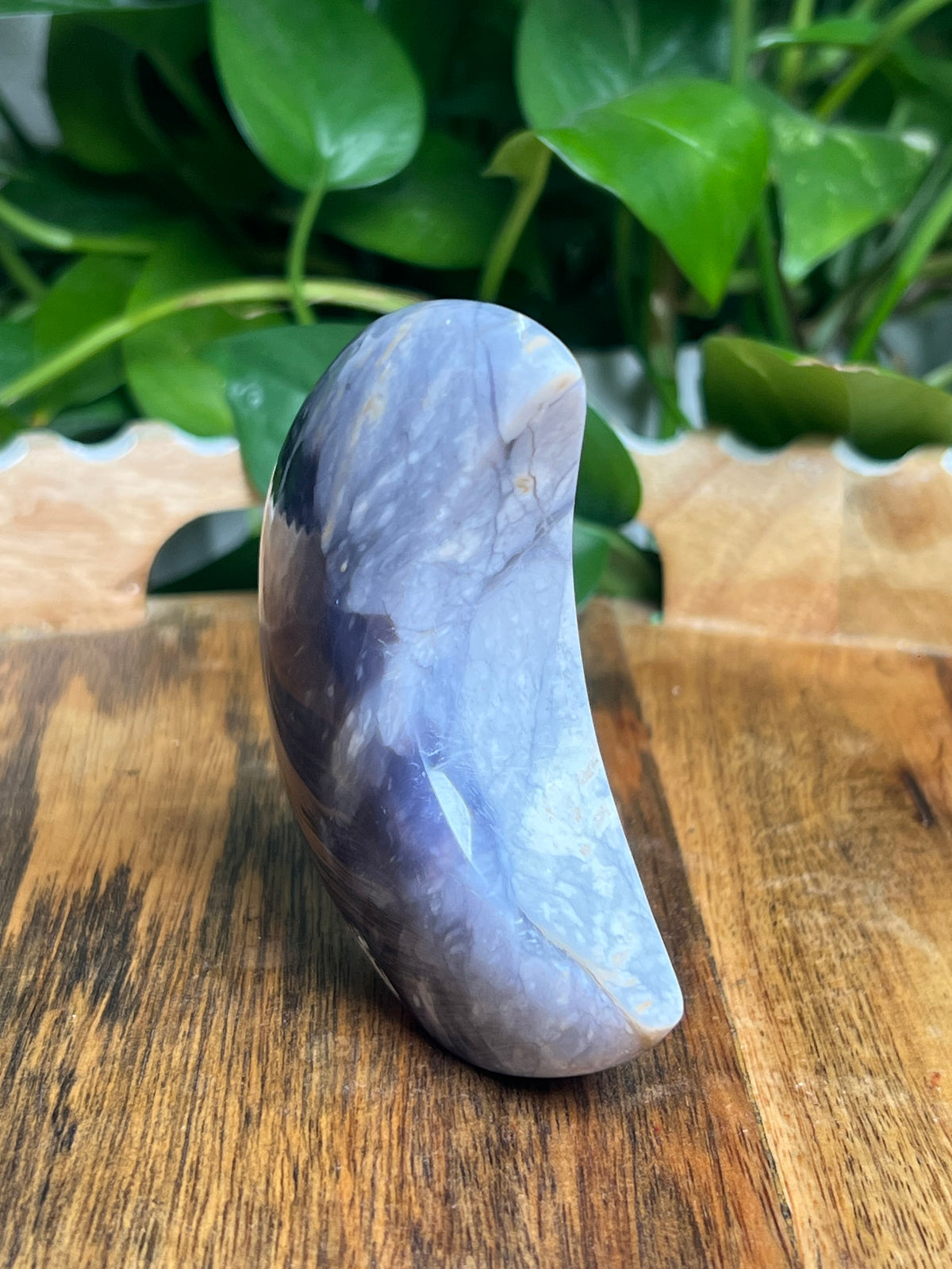 Purple Chalcedony Self-Standing Moon: AA