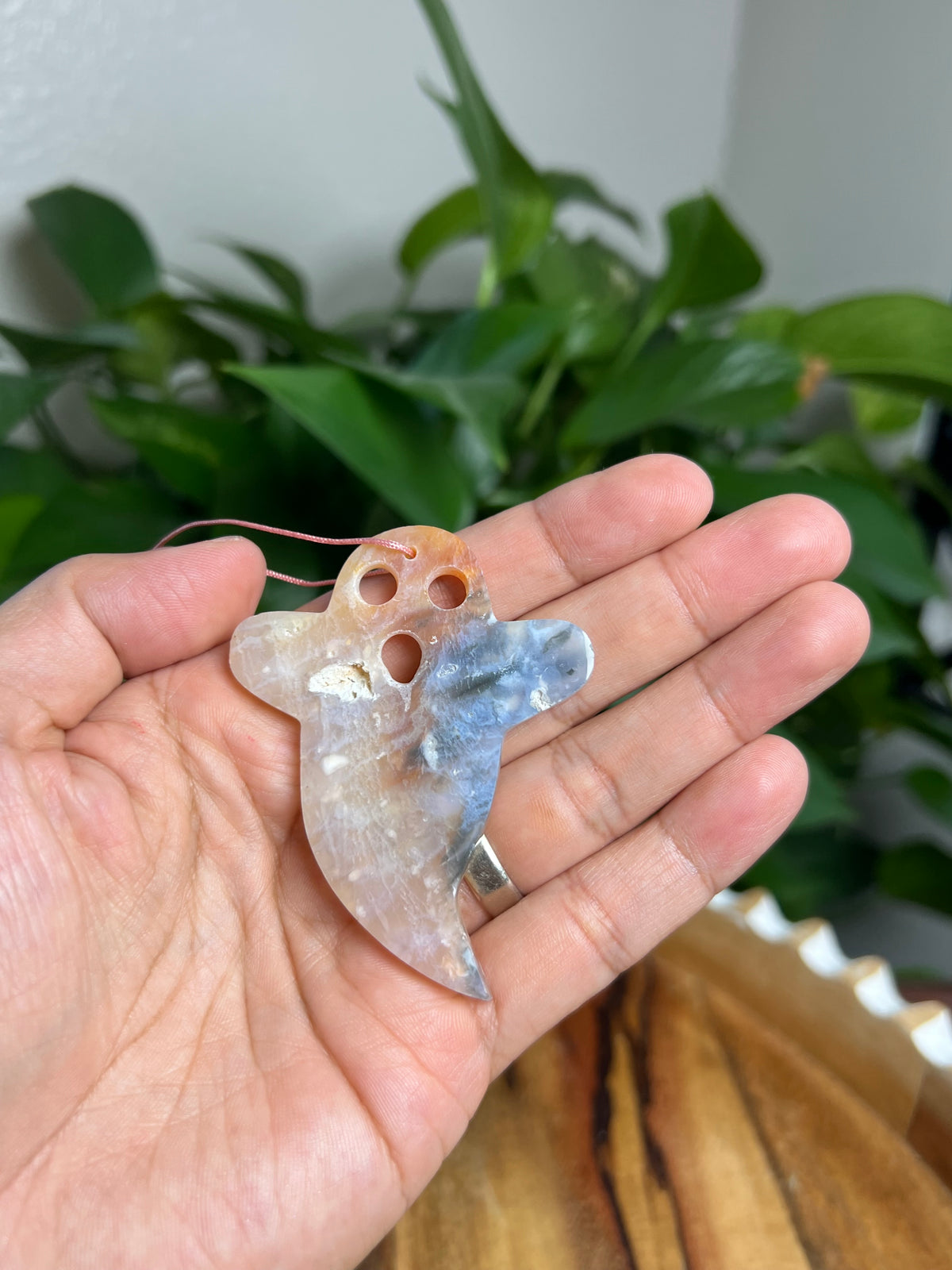 Rainbow Plume Agate Ornament Ghost: YX
