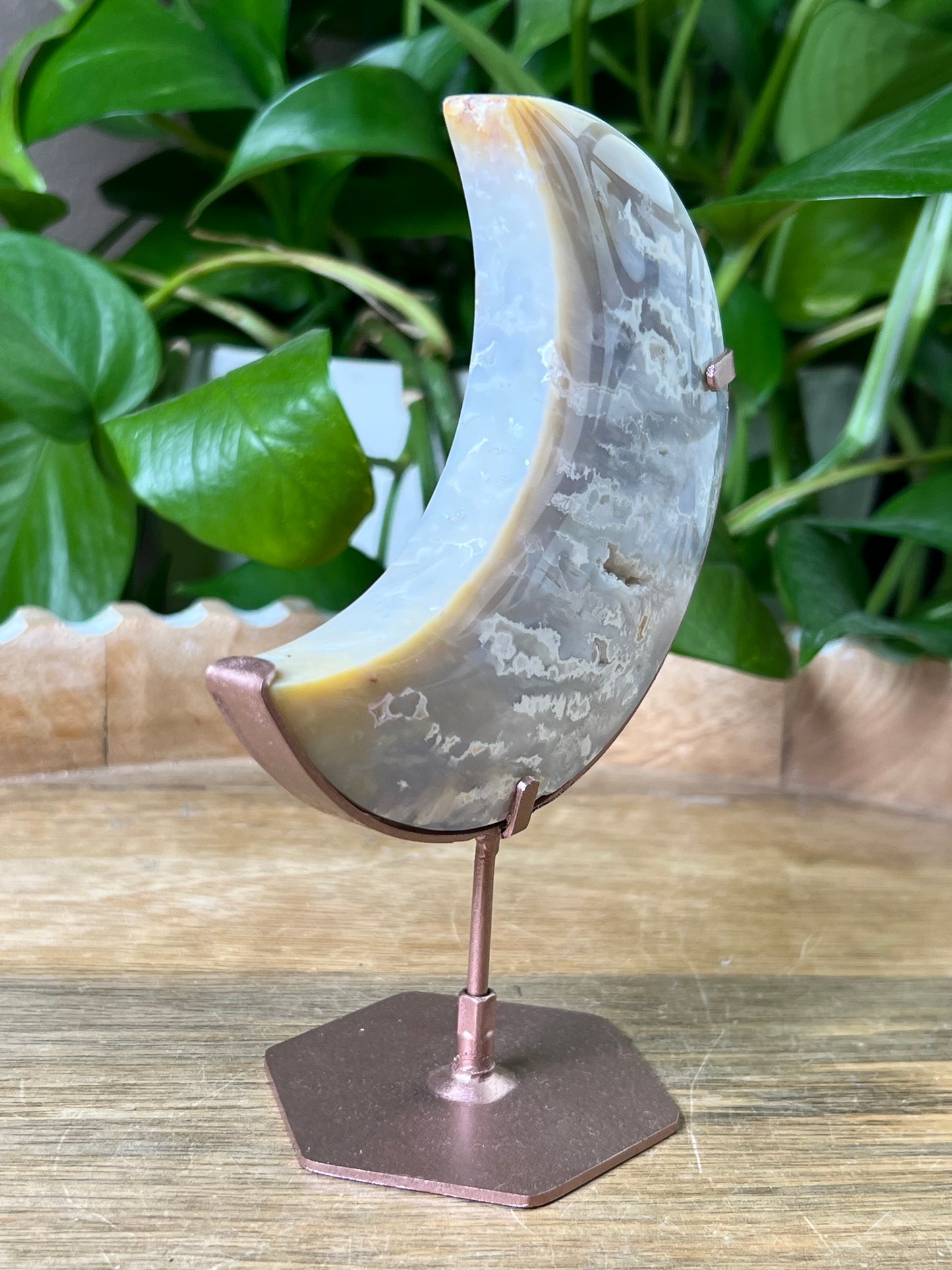 Winter Plume Agate Moon