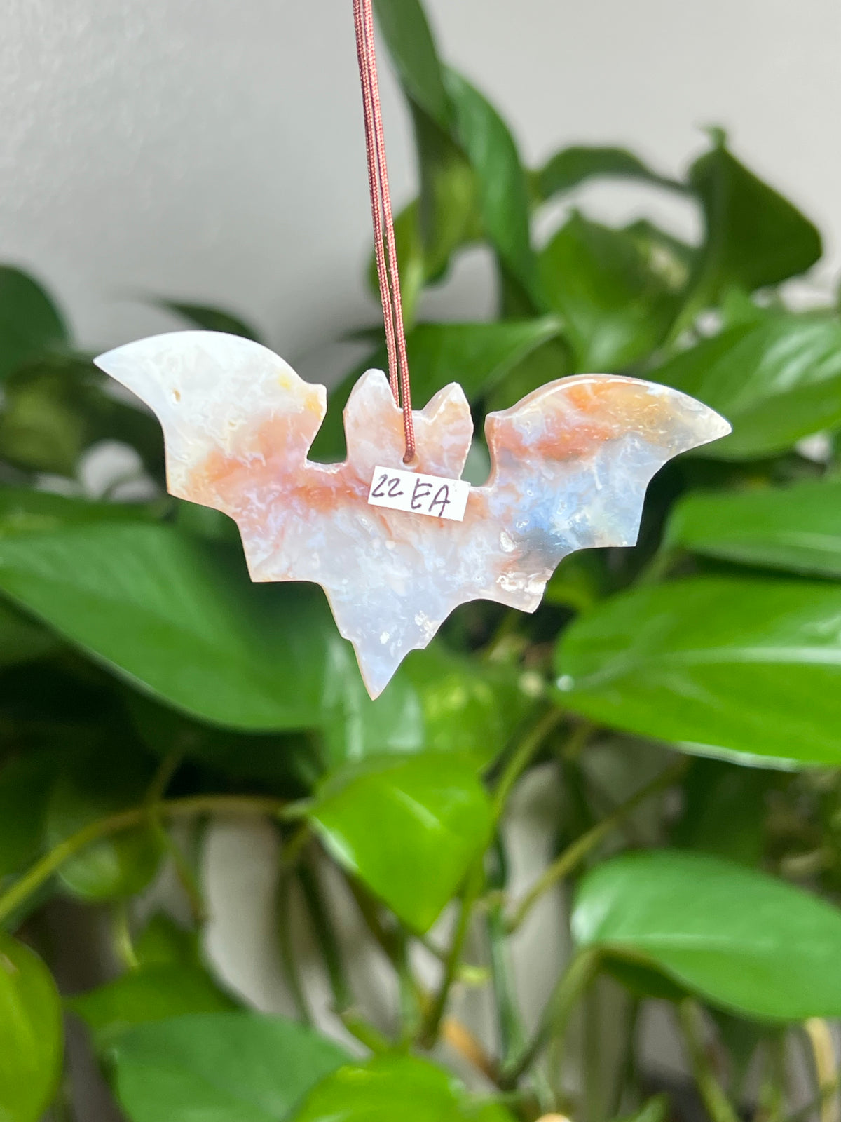 Rainbow Plume Agate Ornament Bat: EA