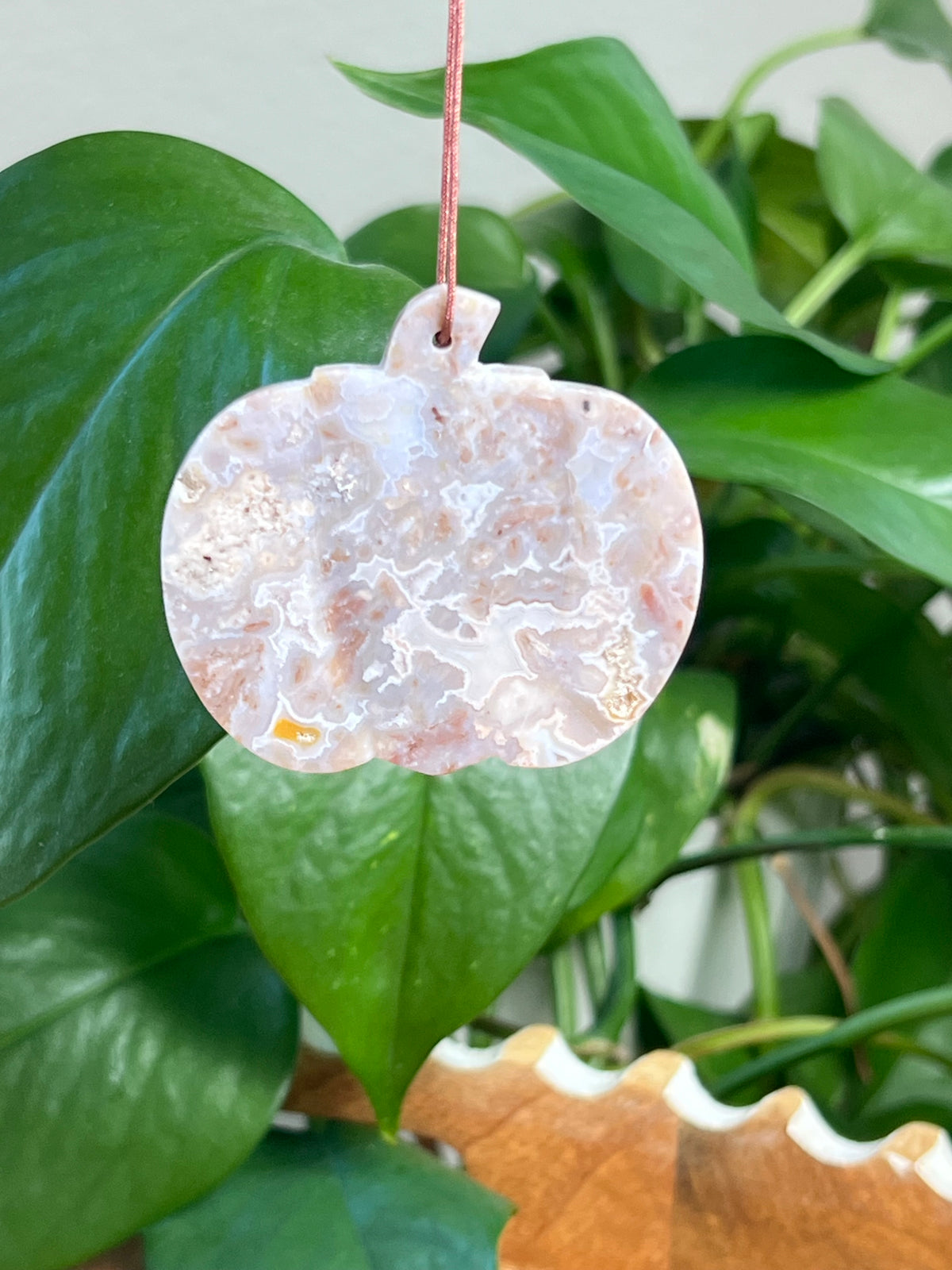 Sumatra Plume Agate Pumpkin Ornaments