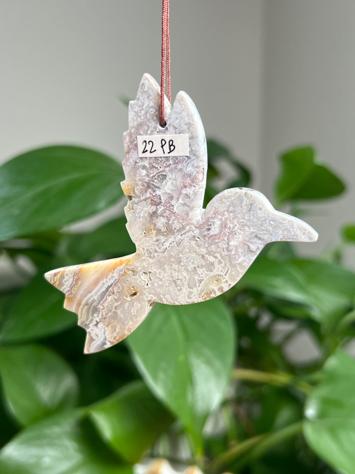 Sumatra Plume Agate Ornament Hummingbird: PB