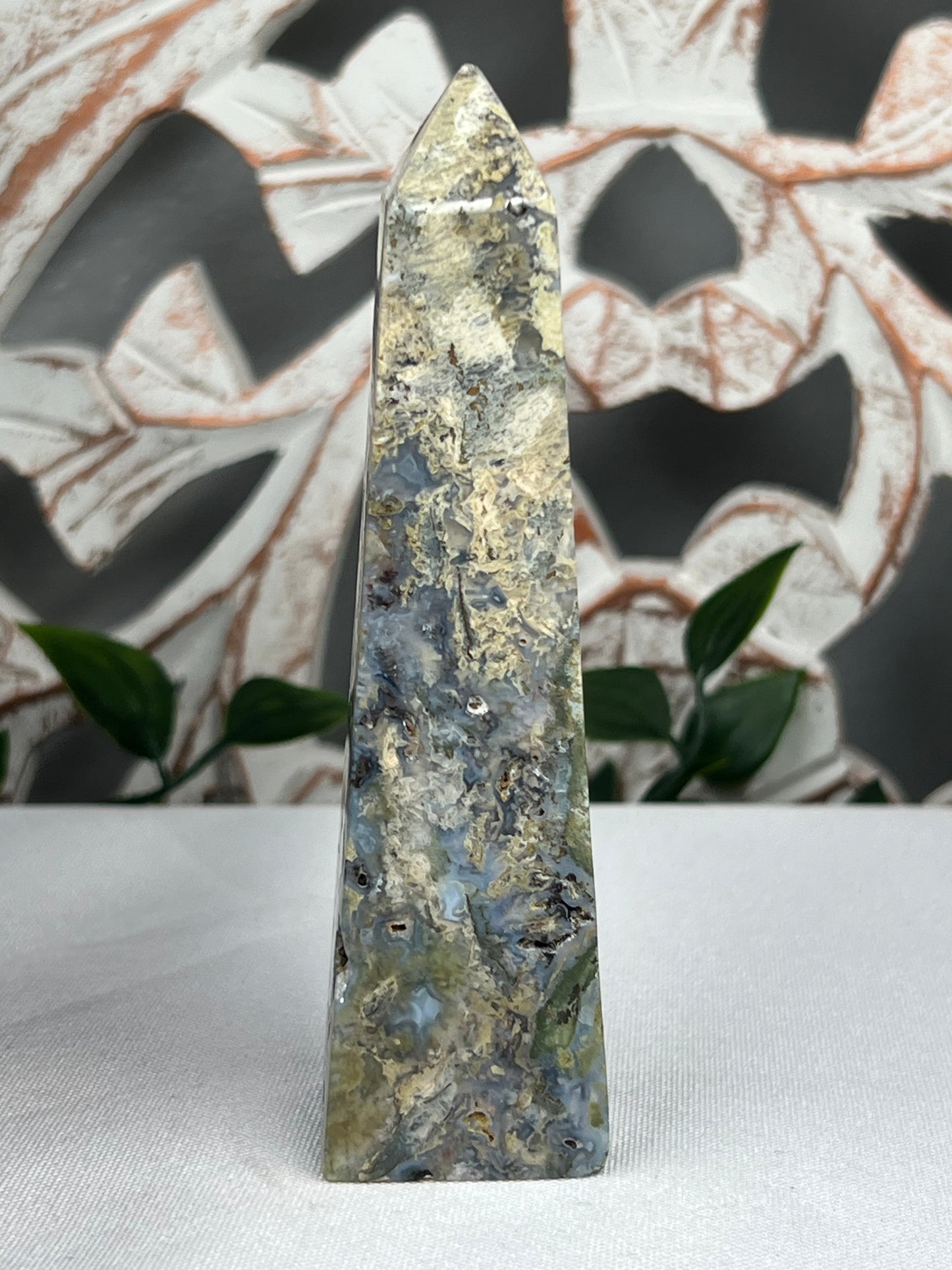 Green Moss Agate Tower