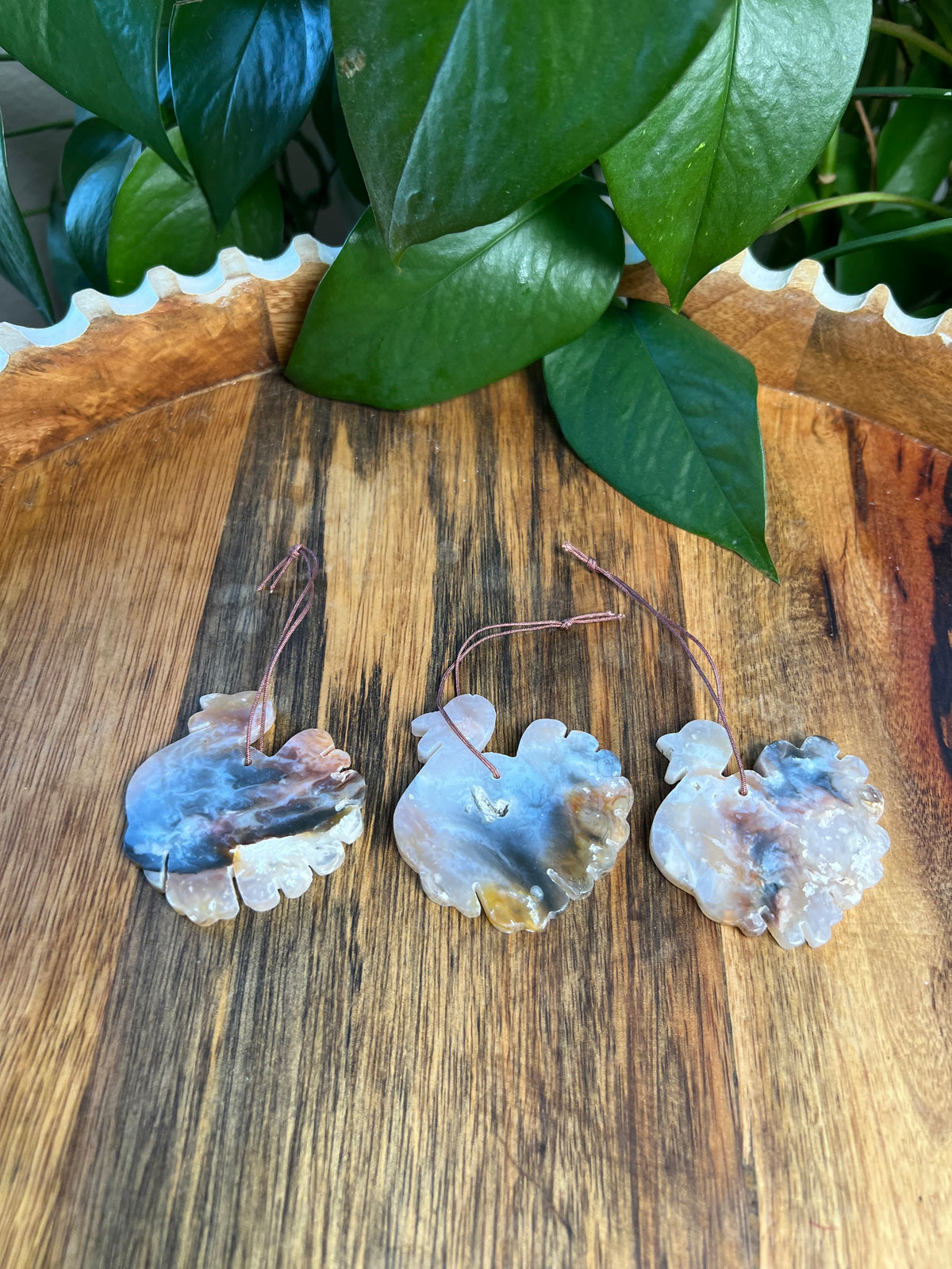 Rainbow Plume Agate Turkey Ornaments
