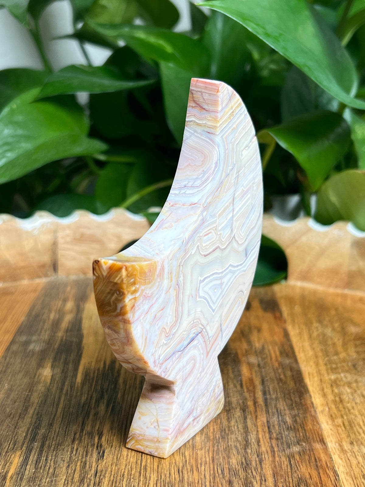 Crazy Lace Agate Self Standing Moon: KG