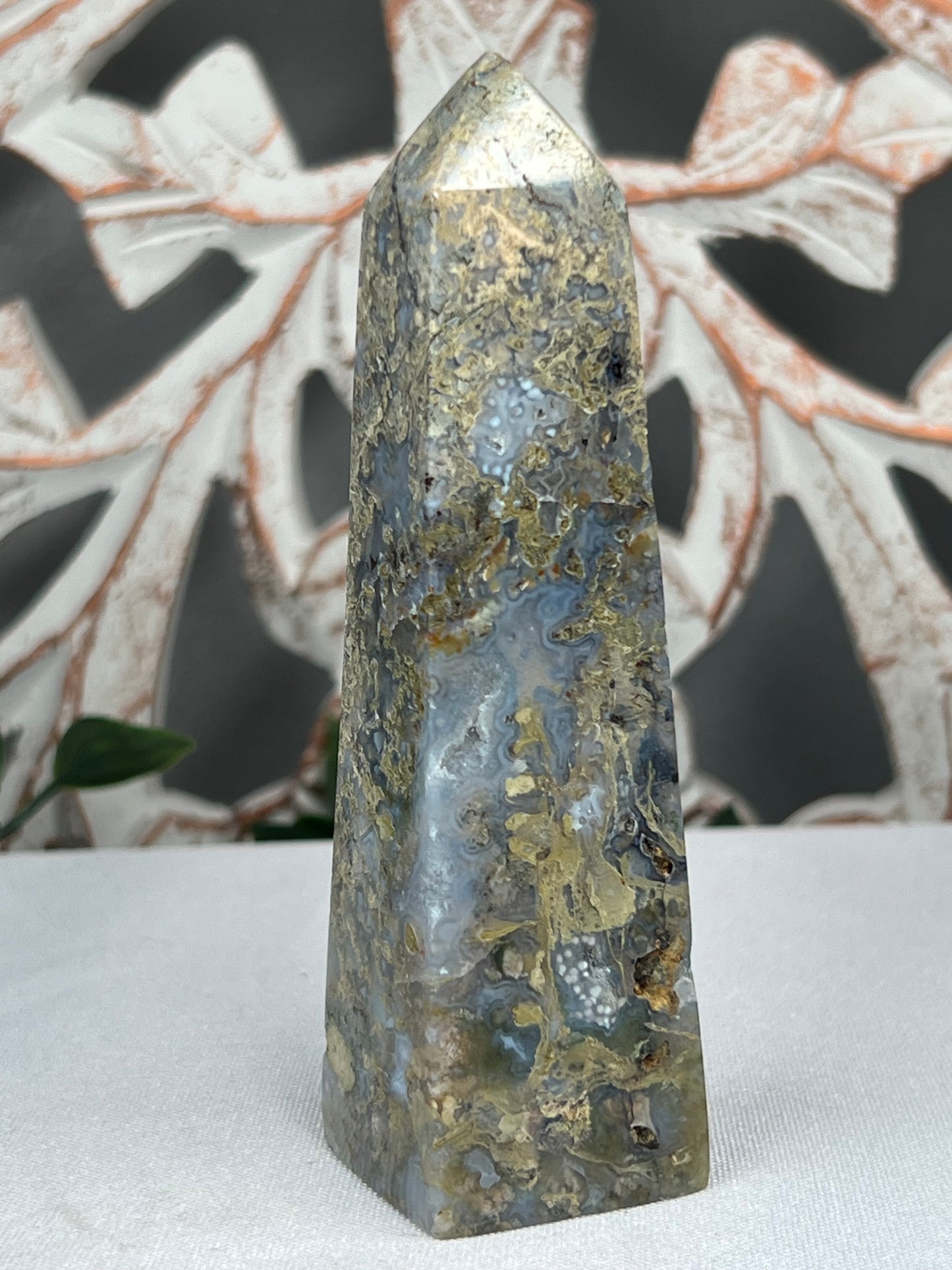 Green Moss Agate Tower