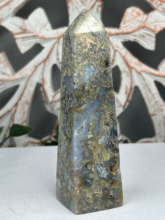 Green Moss Agate Tower
