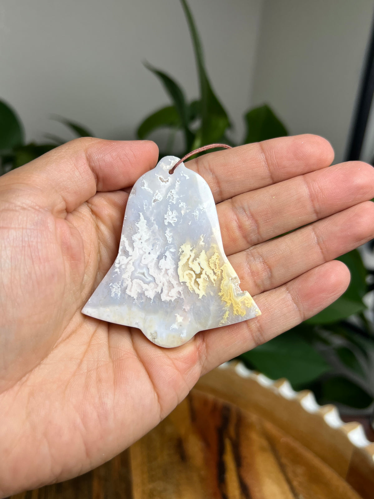 Winter Plume Agate Ornament Bell: WE