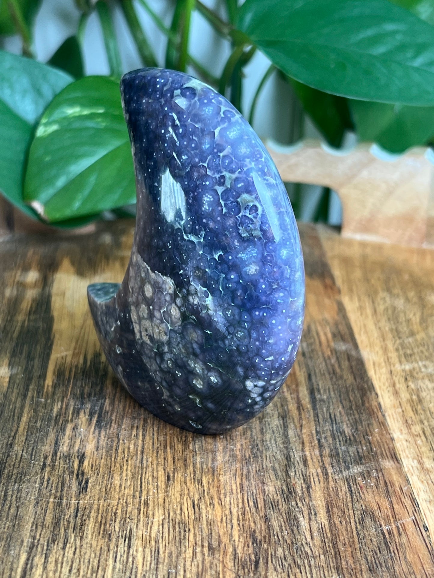 Grape Agate Self-Standing Moon: GE