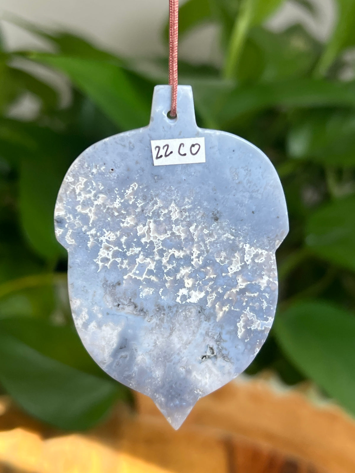 Blue Plume Agate Ornament Acorn: CO