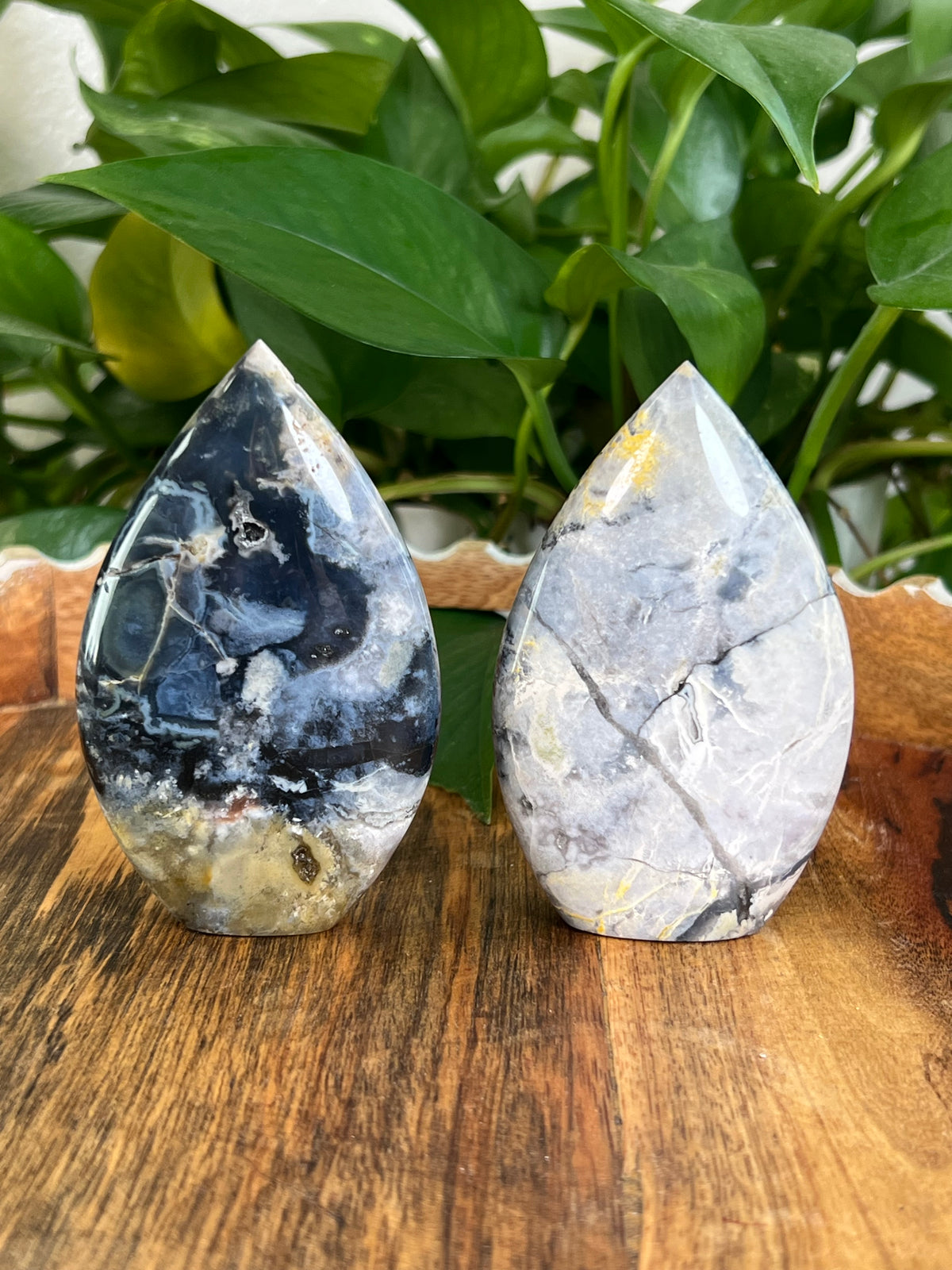 Blue Plume Agate Flames