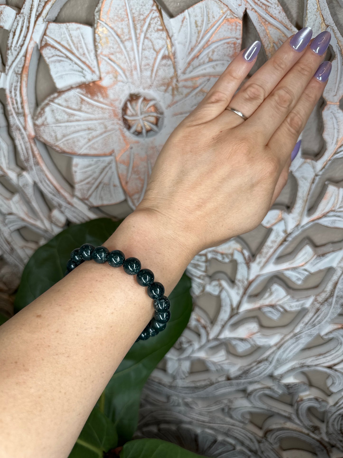 Blue-Green Jasper Beaded Bracelet (10mm)