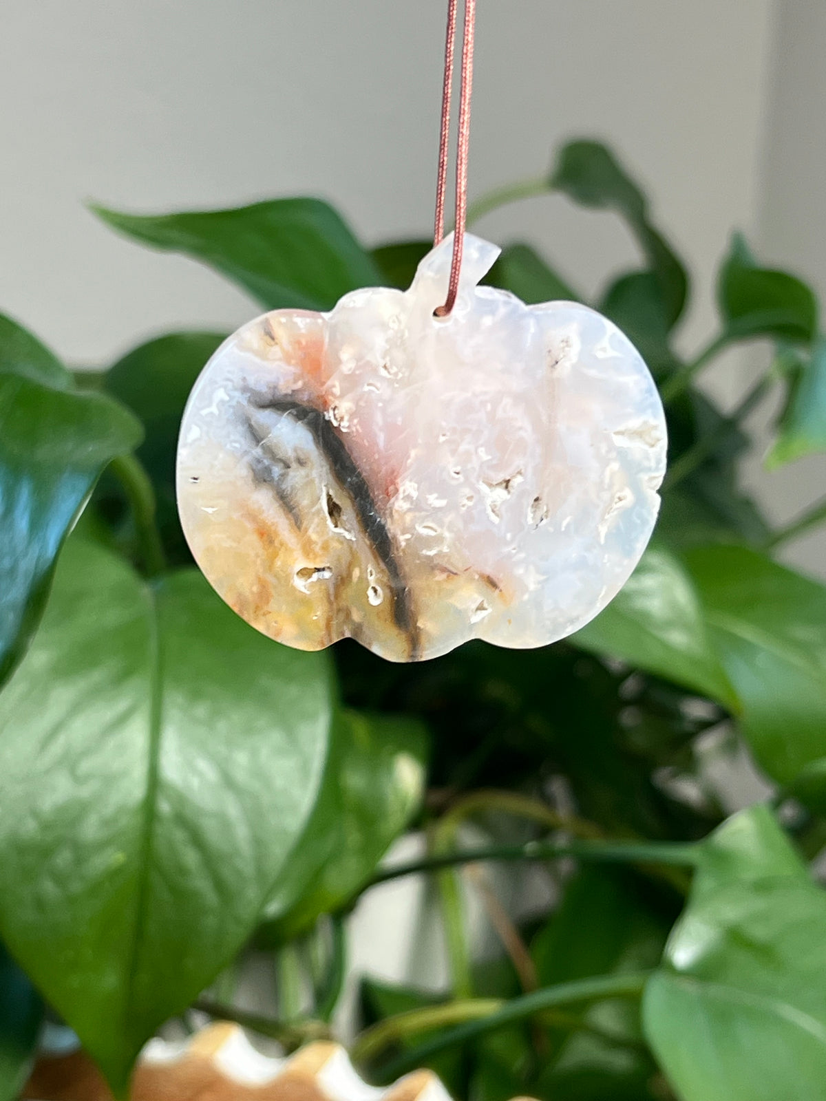 Rainbow Plume Agate Pumpkin Ornaments