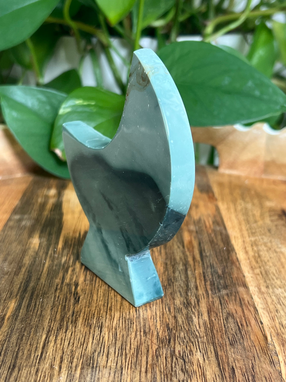 Blue Green Jasper Self-Standing Moon: AC