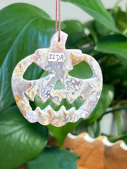Sumatra Plume Agate Jack-O-Lantern Ornaments