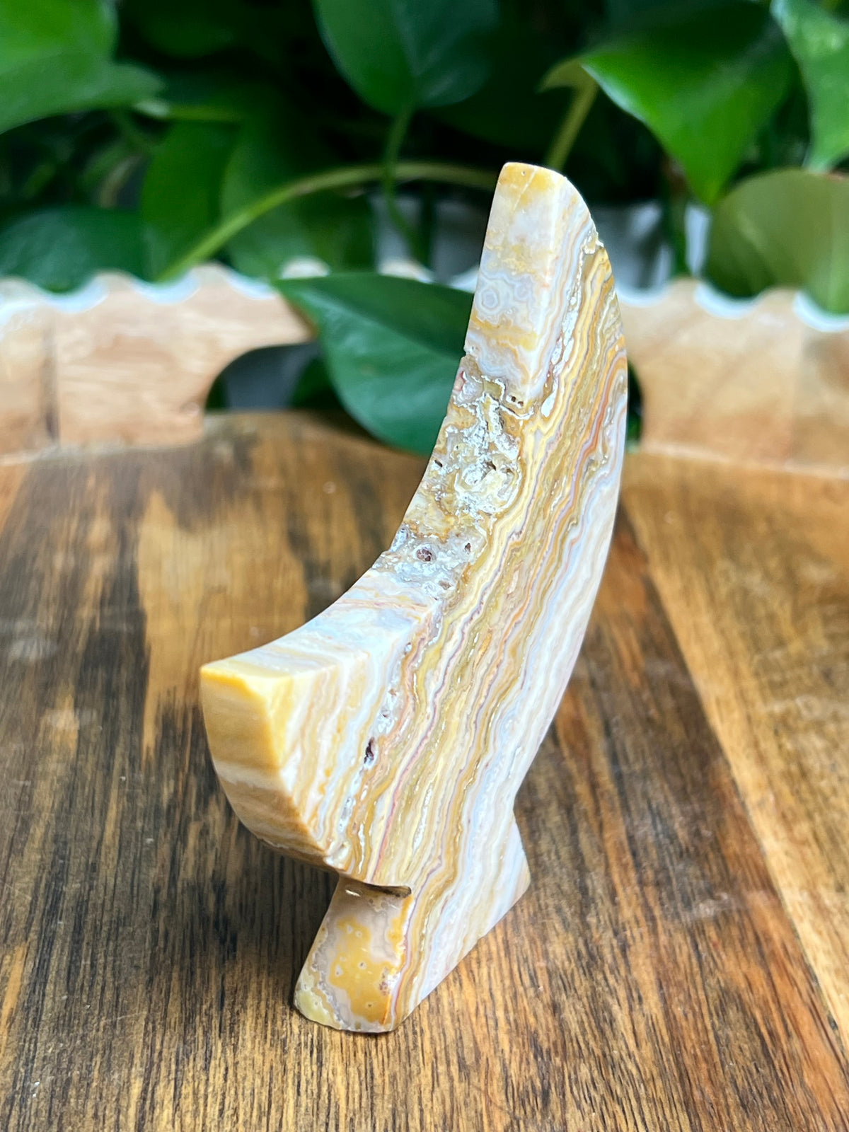 Crazy Lace Agate Self Standing Moon: CD