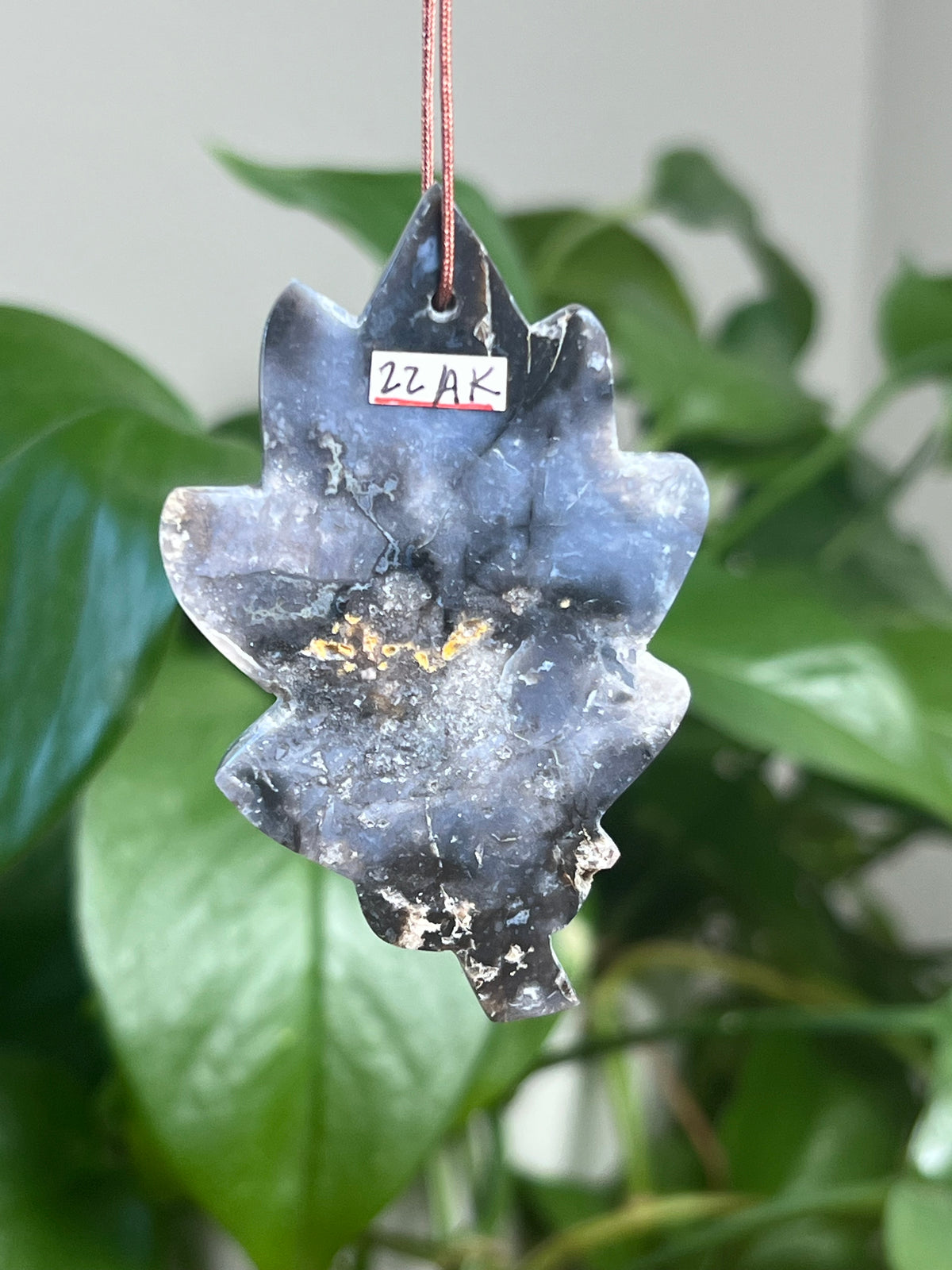 Blue Plume Agate Leaf Ornaments