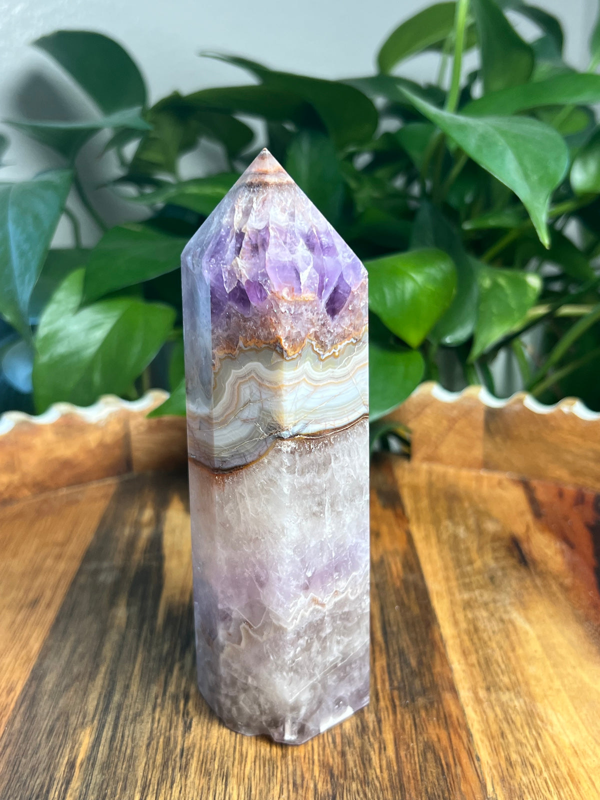 Mexican Crazy Lace Agate Amethyst Tower: BX